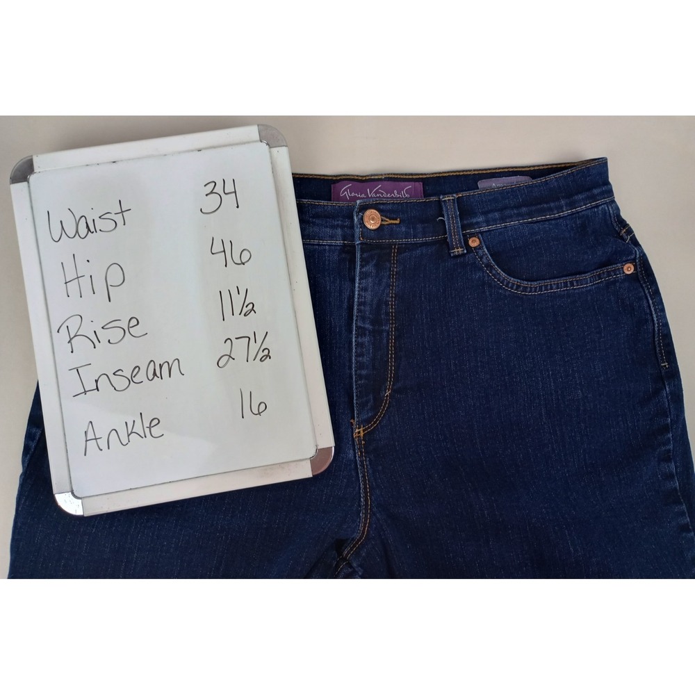 Gloria Vanderbilt Amanda Women's Short Size 16 Dark Wash Jeans - Picture 7 of 11